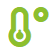 Green thermometer icon with zero degrees