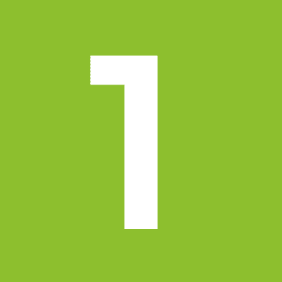 Green square with white number one