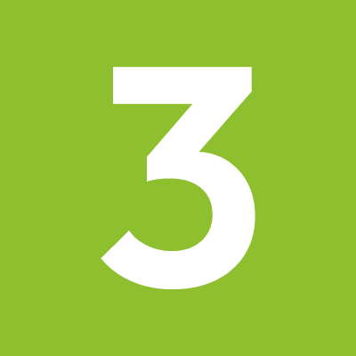 White number three, green square
