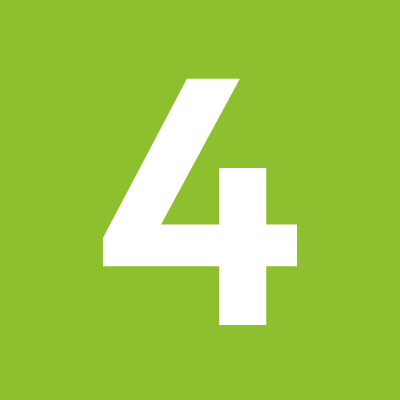 Large white 4, bright green square