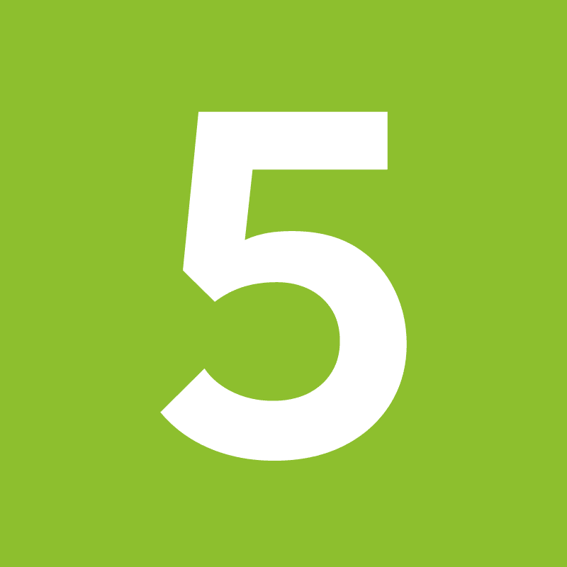 Green background with white numeral five