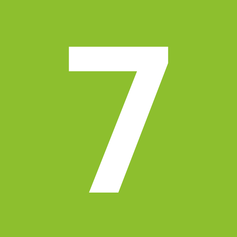 Bold white 7 on lime green
